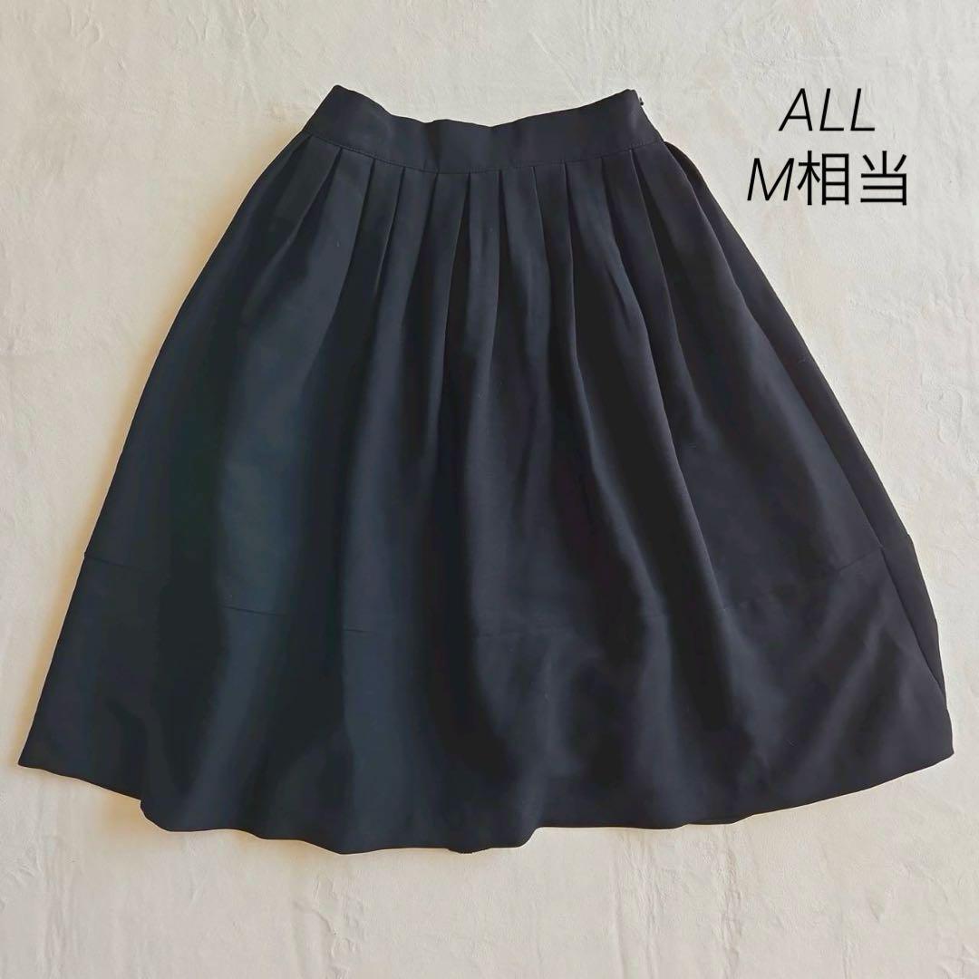 ALL スカート M相当 フレア ミディ丈 ブラック 黒 シンプル拍卖