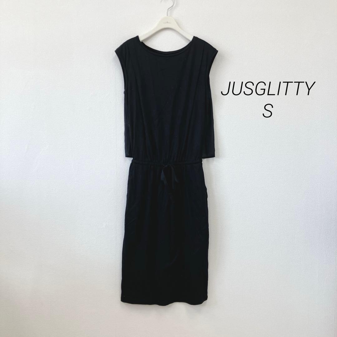 良品ジャスグリッティ 膝丈カットソー ワンピース 1 バックシフォン拍卖