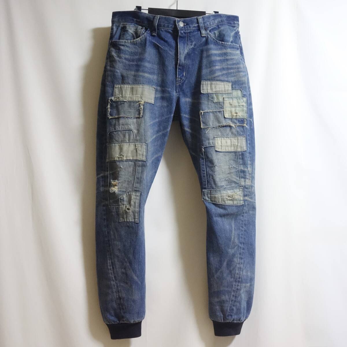 【名品 3.9万 glamb Unplugged sarrouel denim アンプラグド サルエル デニム 4】GB11SM/P16 裾リブ 加工 パンツ インディゴ indigo拍卖