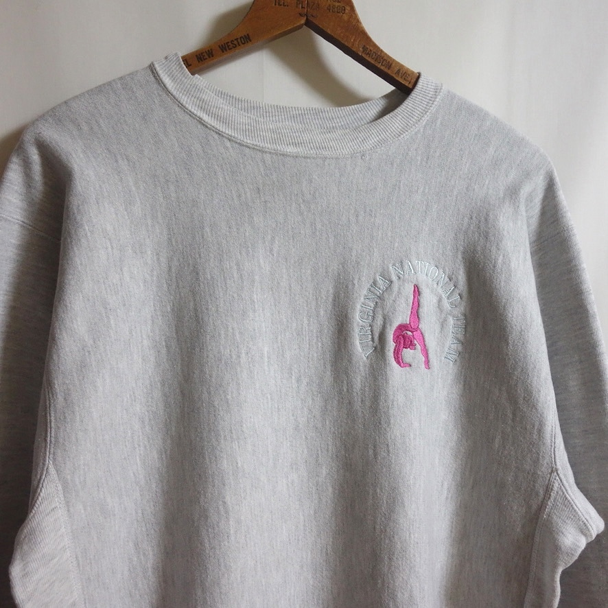 【90's チャンピオン リバースウィーブ VIRGINIA INTERNATIONAL TEAM スウェット L】MEXICO製 刺繍 グレー ビンテージ メキシコ製拍卖
