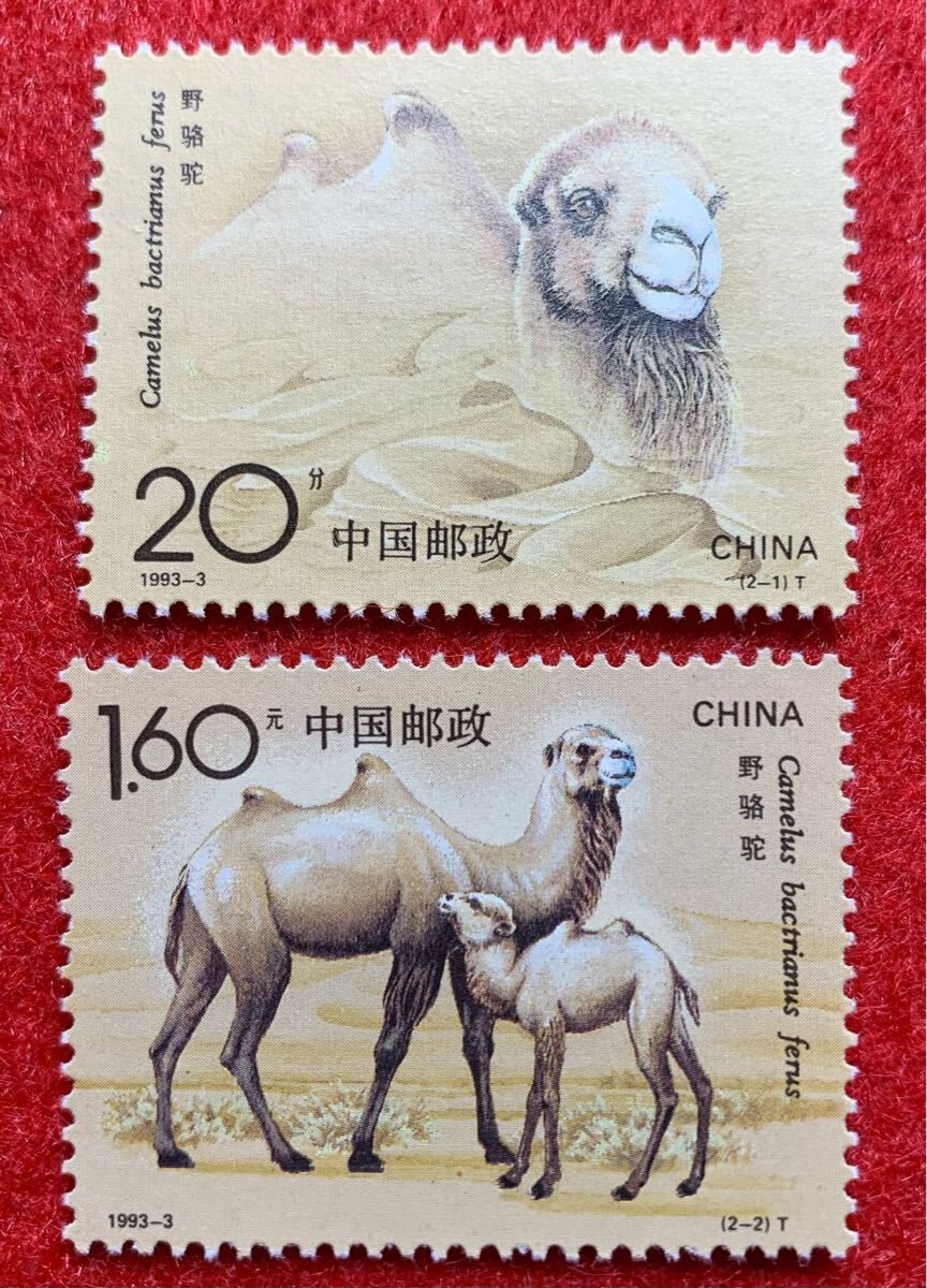 中国切手  未使用  1993年  1993ー3/野生のラクダ/2種完拍卖