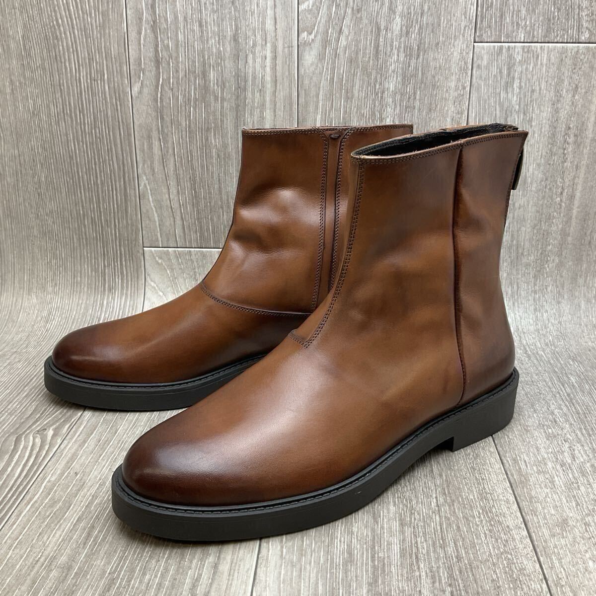 【アウトレット】Orobianco◆バックジップレザーブーツ◆ブラウン◆サイズ42(26.0cm) 紳士革靴 牛革イタリア製 茶 ショートブーツ拍卖