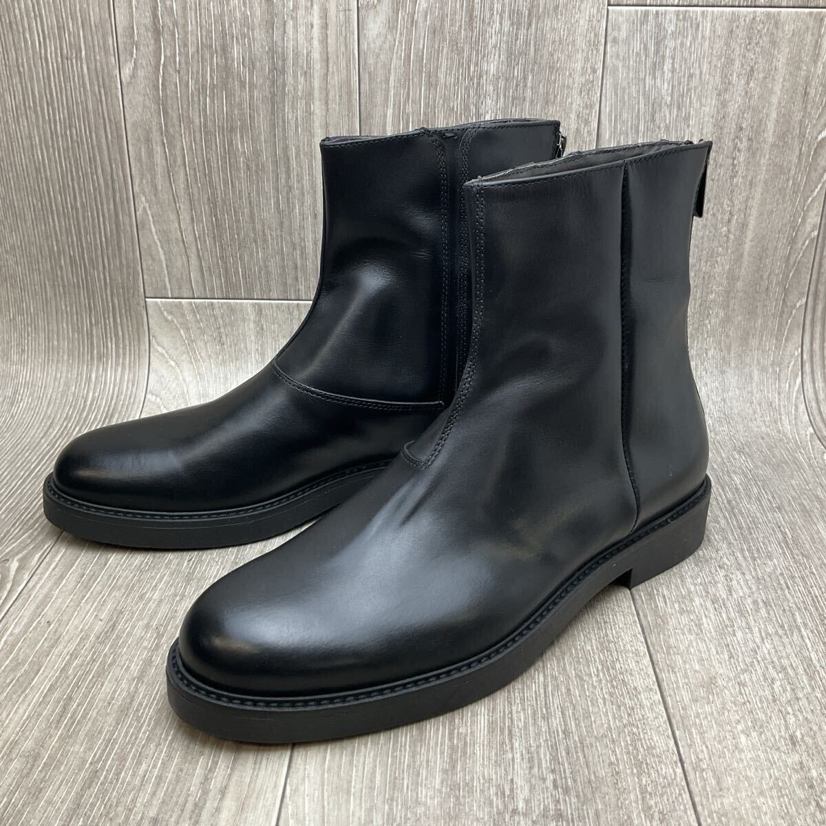 【アウトレット】Orobianco◆バックジップレザーブーツ◆ブラック◆サイズ42(26.0cm) 紳士革靴 牛革イタリア製黒 ショートブーツ拍卖