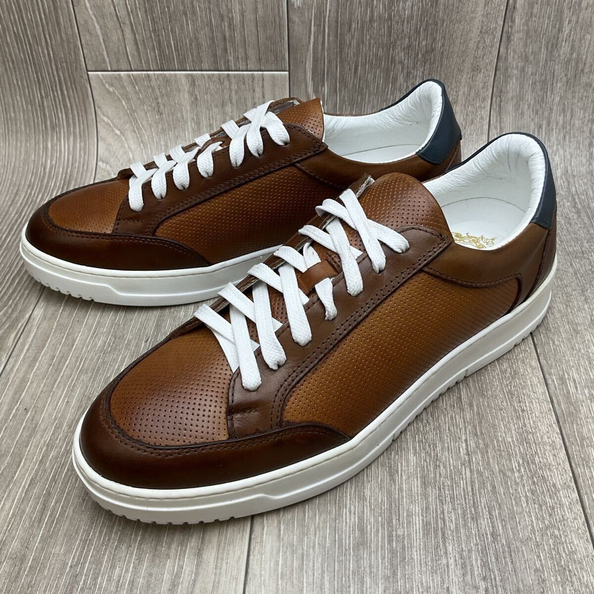 【アウトレット】Orobianco◆カラーコンビレザースニーカー◆サイズ41(25.5cm)◆ブラウン◆イタリア製オロビアンコ紳士靴拍卖