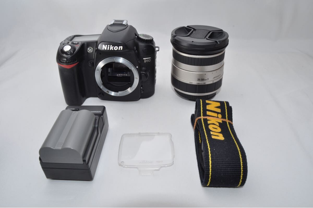 【動作OK】 Nikon ニコン D80 レンズ セット デジタル 一眼レフ カメラ 本体 ボディ バッテリー 充電器 1024拍卖