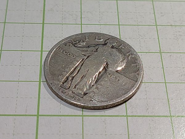 アメリカ スタンディングリバティ 25セント銀貨 約5.8g 1928年 硬貨 コイン 拍卖