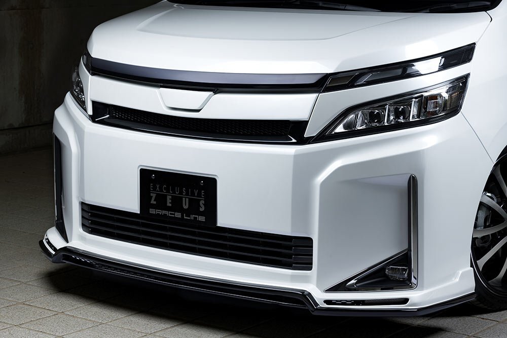 M'z SPEED フロントハーフスポイラー ホワイトパールクリスタルシャイン (070) FRP ヴォクシー ZWR80G H29.8~R2.3 ハイブリッドV/X MC後拍卖