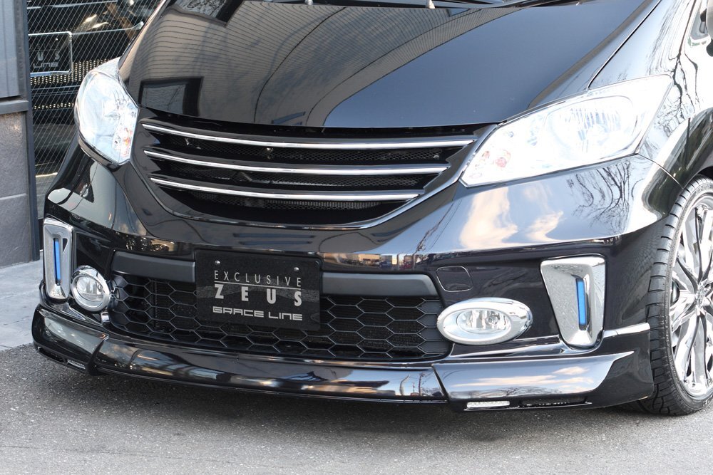 M'z SPEED フロントハーフスポイラー プレミアムスパークルブラックパール (NH812P) FRP フリード GB3 GB4 H23.10~H26.3 G エアロ 中期拍卖