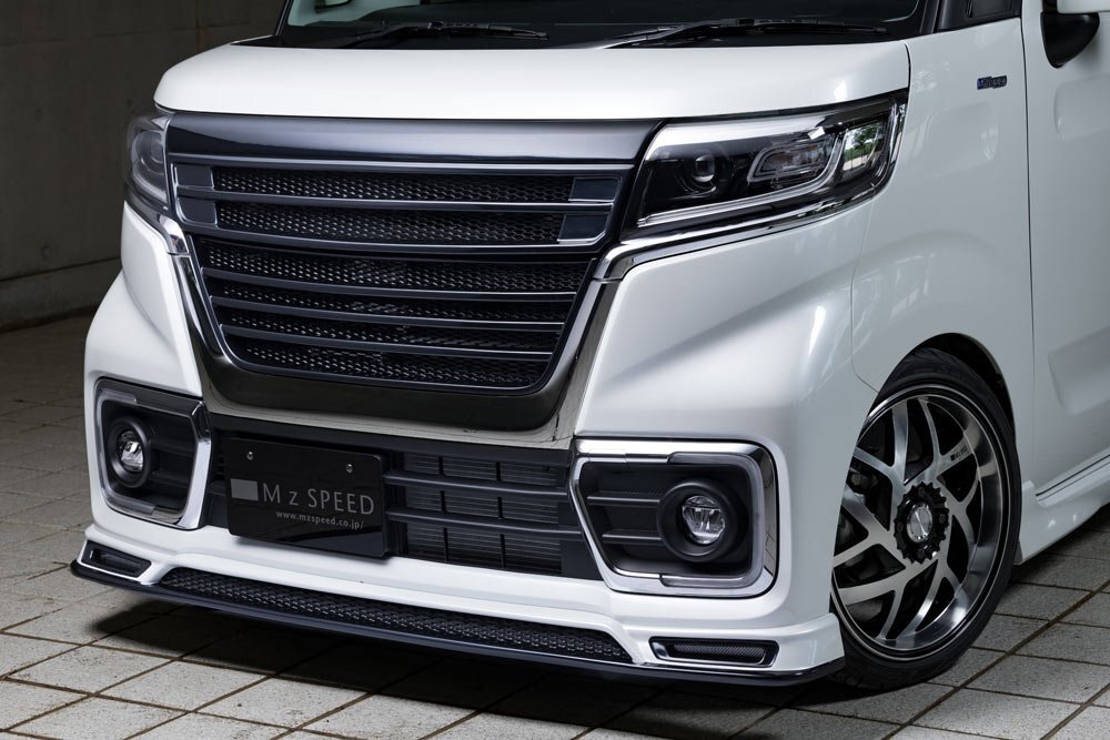 M'z SPEED フロントハーフスポイラー ピュアホワイトパール (ZVR) FRP スペーシアカスタム MK53S H29.12~R3.11拍卖