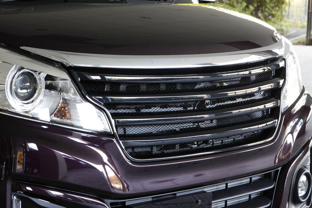 M'z SPEED フロントグリル クリスタルホワイトパール (ZVH) FRP スペーシアカスタム MK42S H27.5~H29.11 MC後拍卖