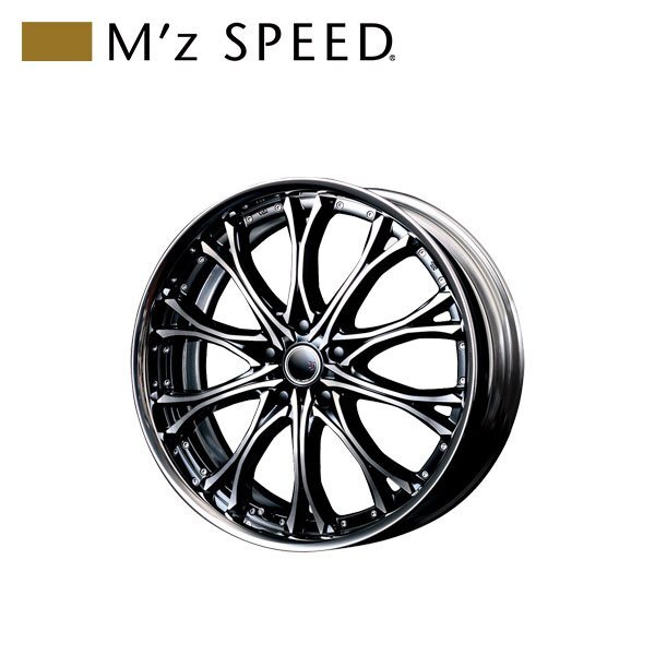 M'z SPEED JJ Chromo 20×8.0J PCD114.3 5H +48 ブラック/ポリッシュ 20インチ 鋳造2ピースアルミホイール 1本 リバースステップリム拍卖