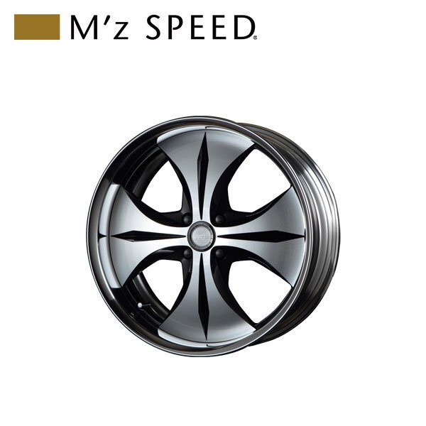 M'z SPEED J-TRIBAL 18×9.5J PCD100 4H +38 ブラック/ポリッシュ 18インチ 鋳造2ピースアルミホイール 1本 ローディスク拍卖