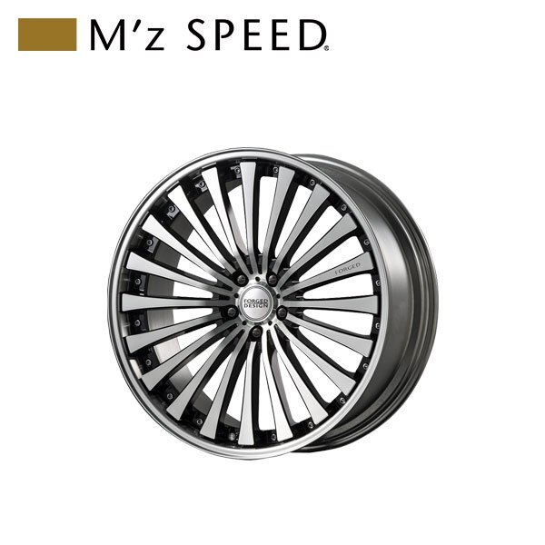 M'z SPEED FORGED DESIGN 666 22×8.0J PCD114.3 5H +21 ブラック/ポリッシュ 22インチ 鍛造2ピースアルミホイール 1本拍卖