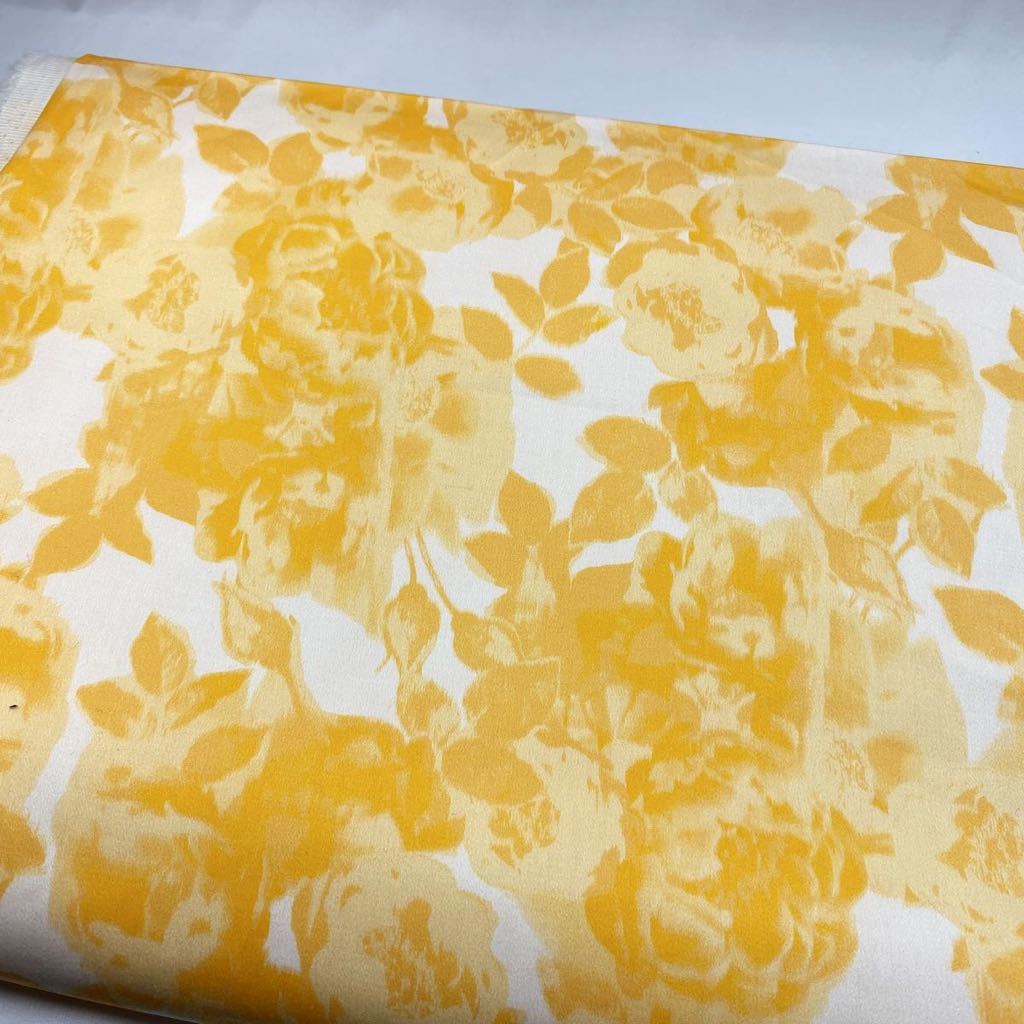 衣料.シーチング.弾少々、綿99%生地幅145cm× 50cm.黄色花.表光感有り拍卖