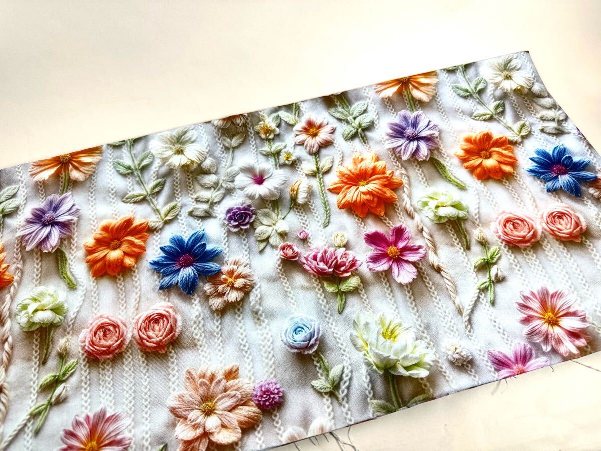 USAシーチング綿100%.生地幅110cm×50cm.刺繍風プリント.2796拍卖