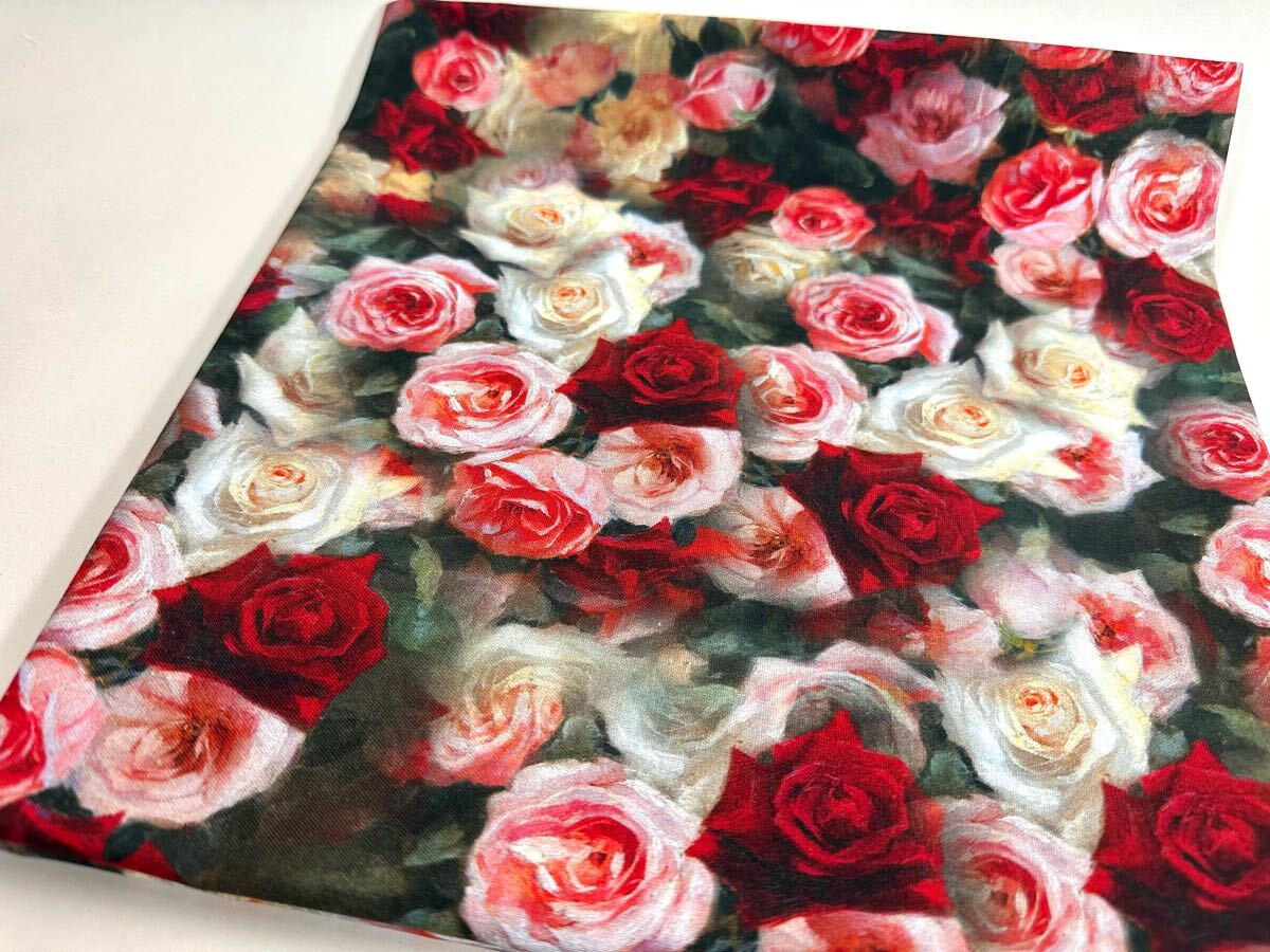 USAシーチング綿100%.生地幅110cm×50cm.薔薇花.7469拍卖