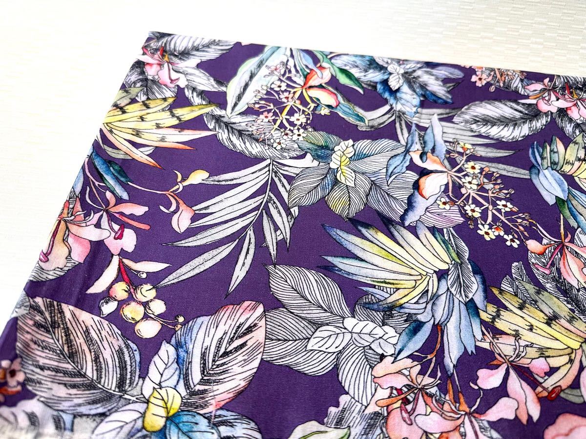 USAシーチング綿生地幅110cm×50cm.ハワイ風紫地花拍卖