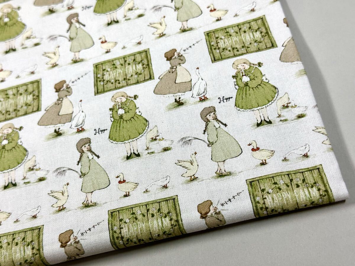 USA生地.シーチング.綿100%.幅110cm× 50cm.女の子とガチョウ.1944拍卖