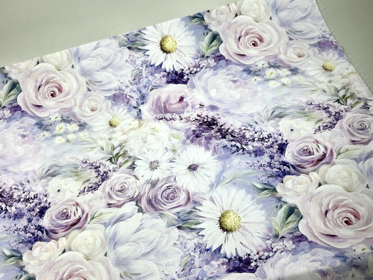 USA生地.シーチング.綿100%.幅110cm× 50cm.紫花.2317拍卖