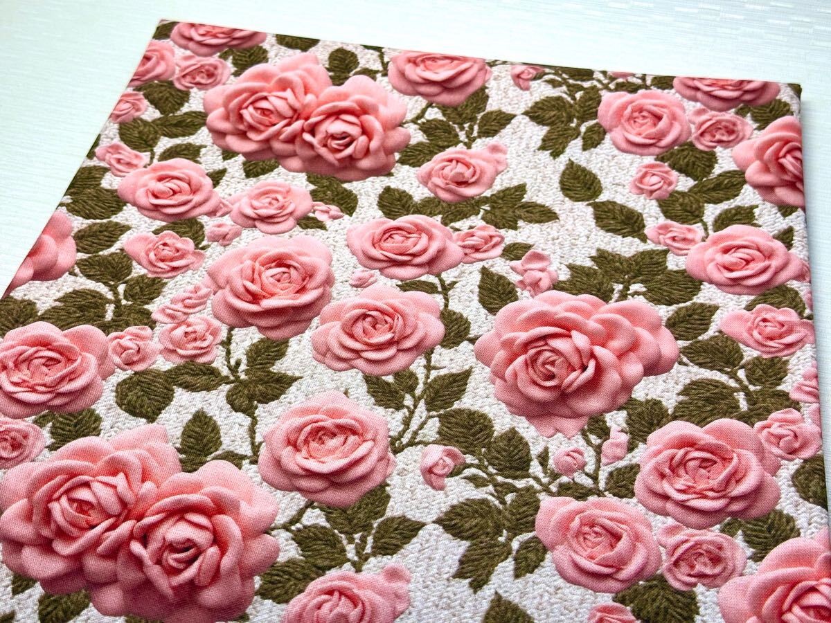 USAシーチング.綿100%生地.幅110cm×50cm.立体ピンク薔薇.0537拍卖