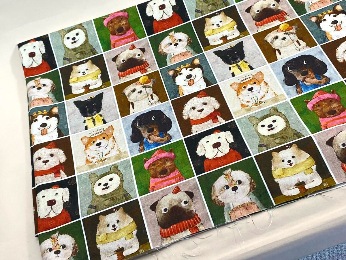 USA生地.シーチング.綿100%.幅110cm× 50cm.4265.黒格.ワンコ拍卖