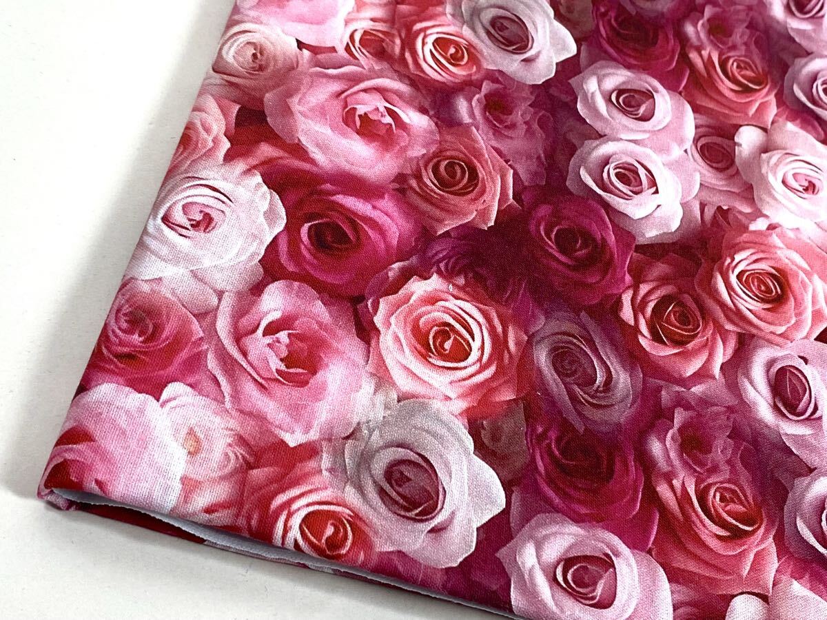 USA生地.シーチング.綿100%.幅110cm× 50cm.1067:ピンク薔薇拍卖