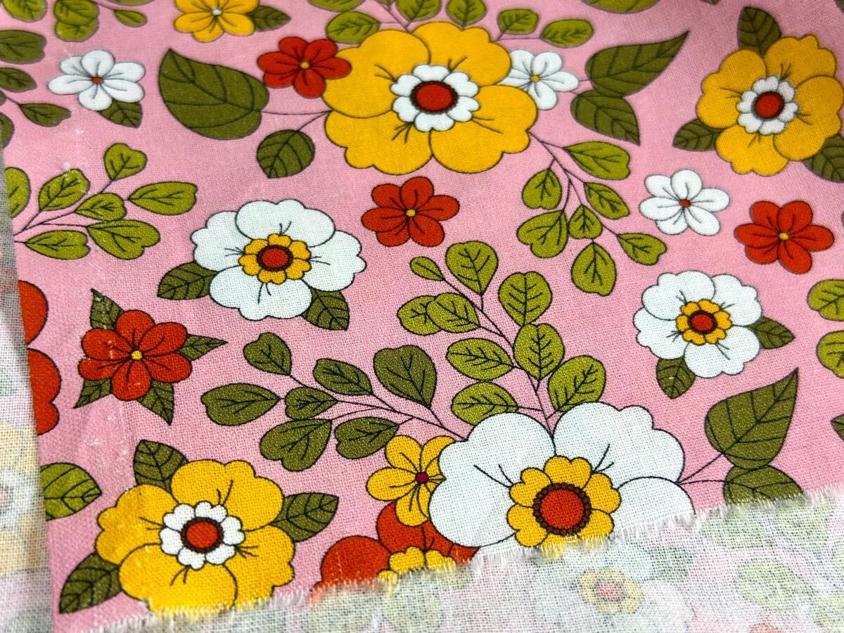 USAシーチング綿生地幅110cm×50cm.ピンク地花拍卖