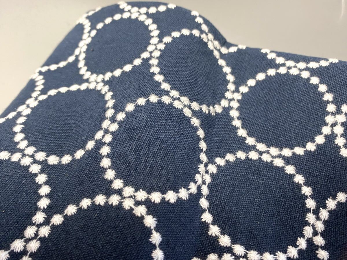 刺繍生地.中厚リネン・生地・幅140cm×50cm・紺.タンバリン.柄・追加購入可能拍卖