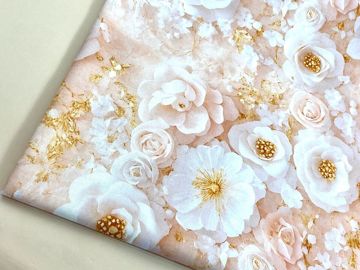 USA生地.シーチング.綿100%.幅110cm× 50cm.薄いピンク地.6505拍卖