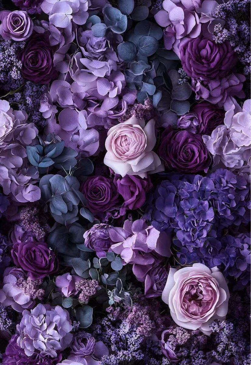 USAシーチング綿100%生地幅110cm×50cm.紫陽花と薔薇.1910拍卖