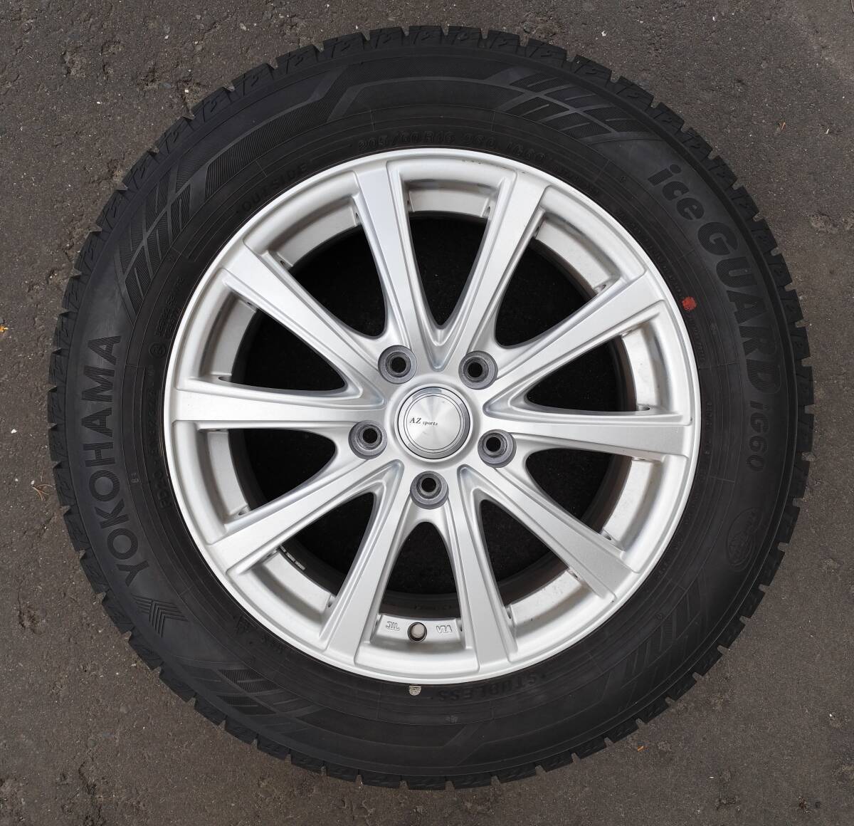 スタッドレスホイールセット1本のみ 205/60R16 2023年23週「YOKOHMA ice GUARD iG60 + AZsports」 中古品拍卖