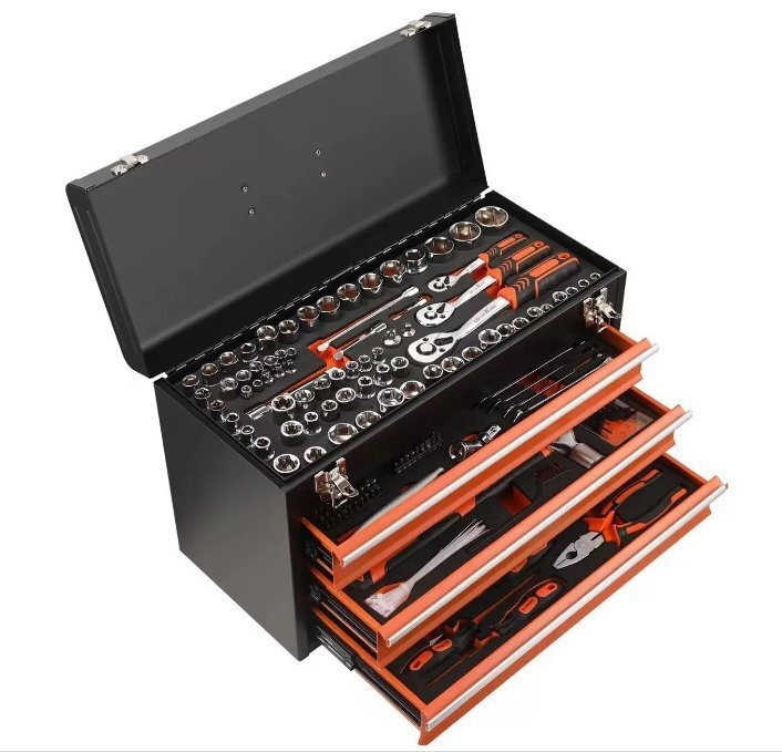 品質保証*408点セット工具箱 ツールボックス 工具入れ 收三段 携行型 ハンドル付き 引き出し式ツールボックス 専門の自動車修理工具拍卖