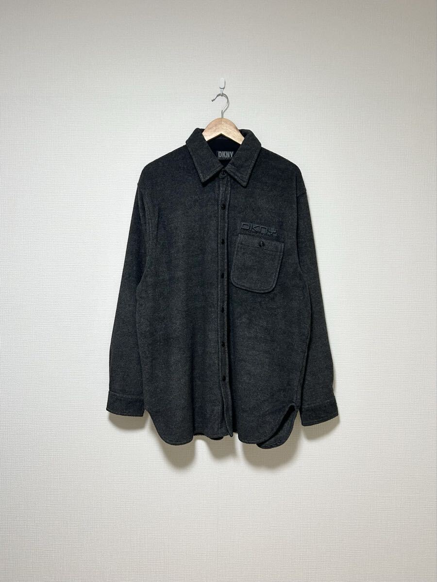 ヴィンテージ 90s DKNY フリースボタンアップシャツ y2k 拍卖