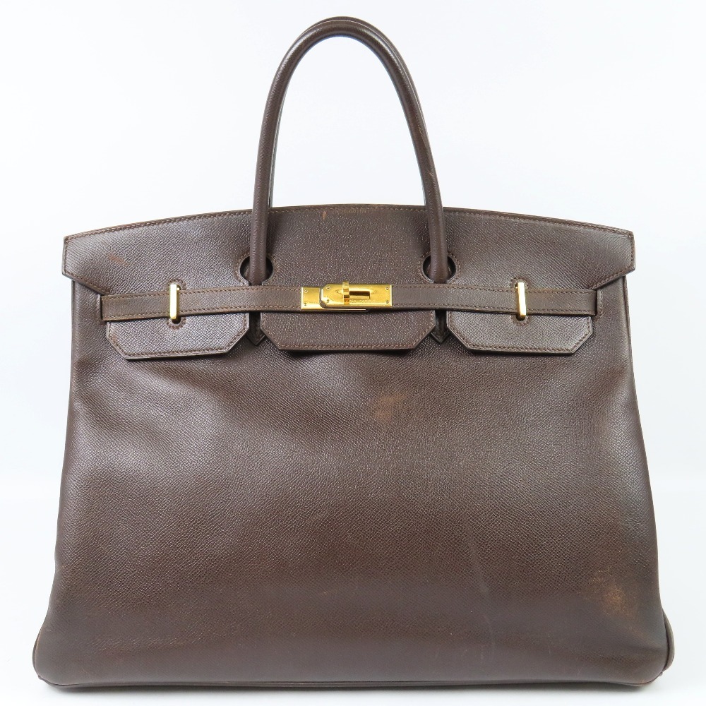 203477★1円スタート★HERMES エルメス 中綺麗 バーキン40 G金具 ヴィンテージ ハンドバッグ クシュベル ダークブラウン ○Y刻印拍卖