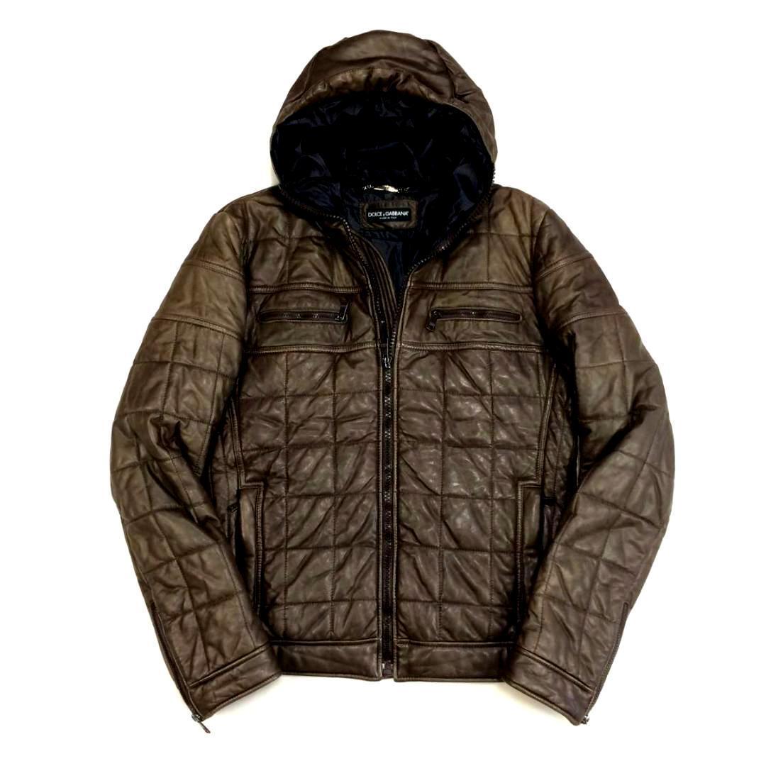 65万 DOLCE&GABBANA/ドルチェ&ガッバーナ 山羊革 レザーパーカー拍卖