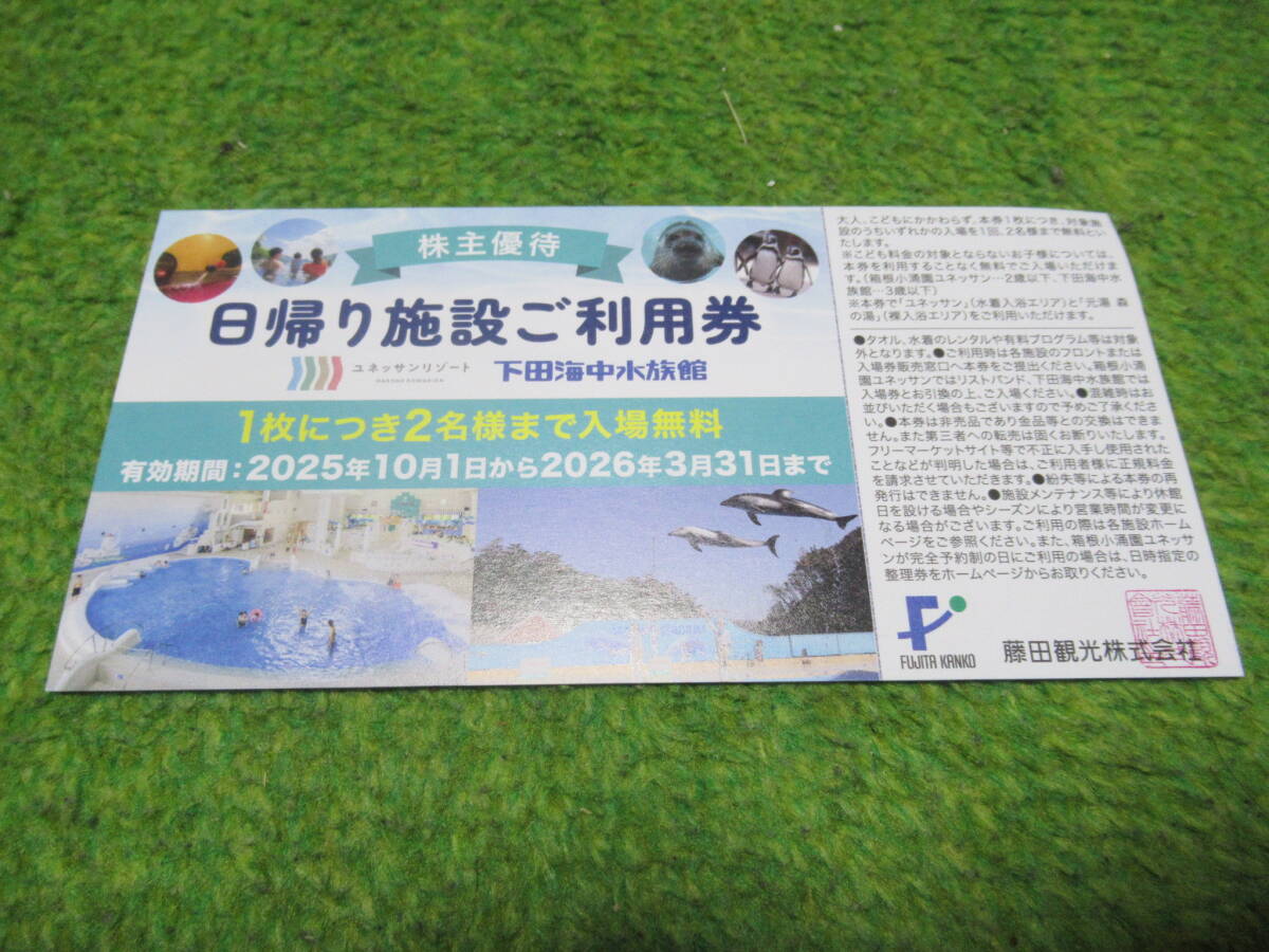 藤田観光 株主優待 日帰り施設利用券 1枚分★2025.10.1~2026.3.31★複数有★箱根小涌園ユネッサン 下田海中水族館拍卖