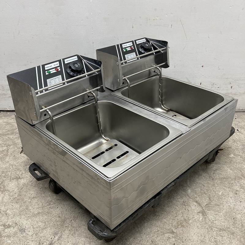 ★EJ1314 | 卓上電気フライヤー 2024年製 2槽式 Electric fryer EF-82 110V W570×D430×H290mm 中古 業務用拍卖