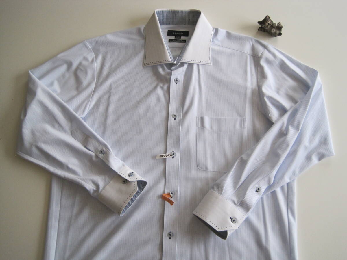★TAKA-Q/タカキュー・長袖ドレスシャツ/サイズXL-82・衿43・ゆき丈82/NO IRON・クリーニング済み/送料無料です♪★拍卖