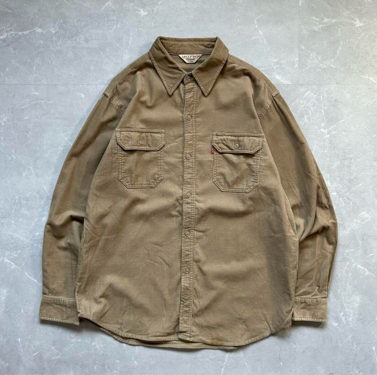 90s 00s Levi's Red Tab コーデュロイシャツ usa 古着 ベージュ L リーバイス 長袖シャツ ワークシャツ 70s 復刻 コーズ vintage アメカジ拍卖