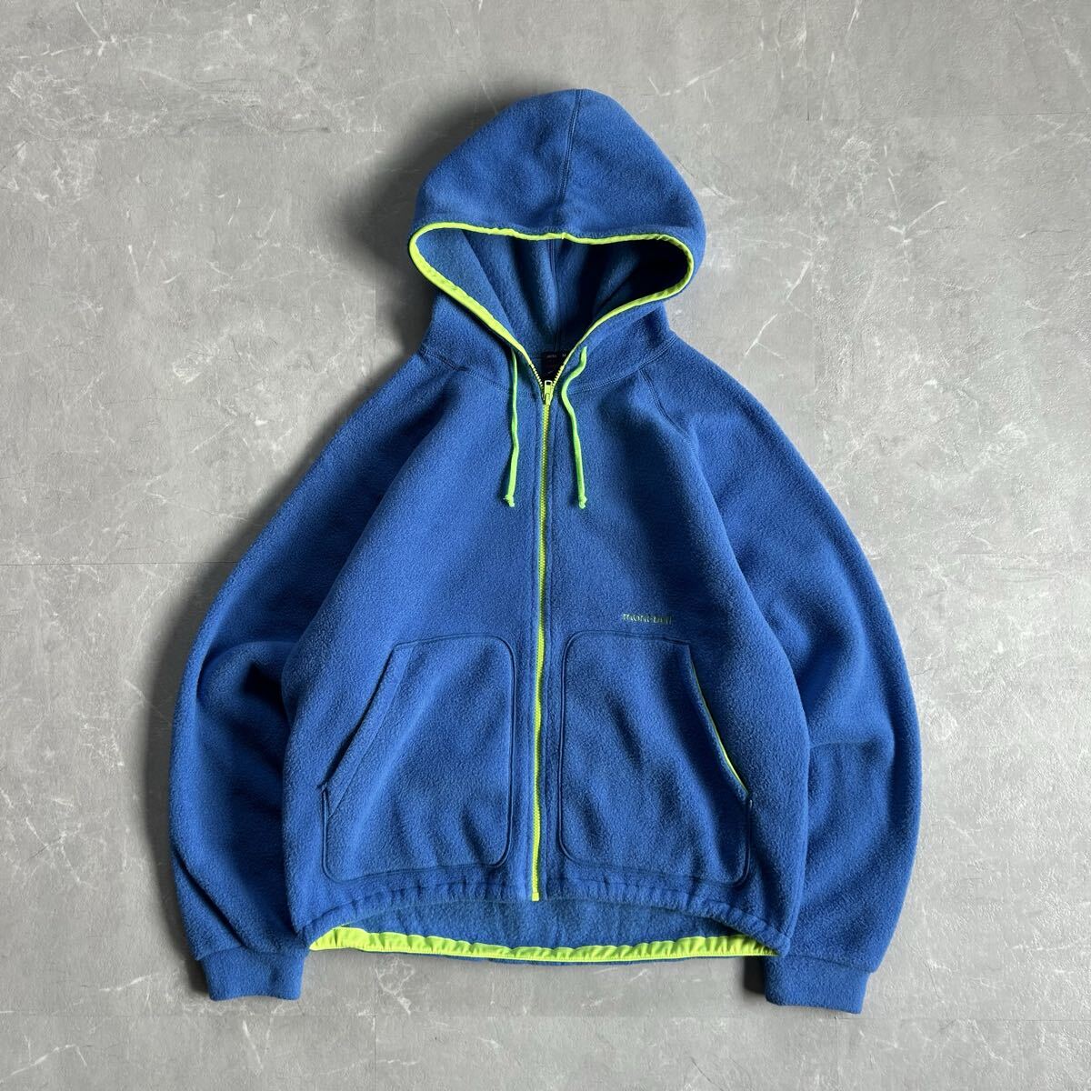 90s mont-bell フリース ジップパーカー 古着 POLARLITE ジャケット ブルー フーディ ブルゾン M ポーラテック アウトドア ゴープコア y2k拍卖