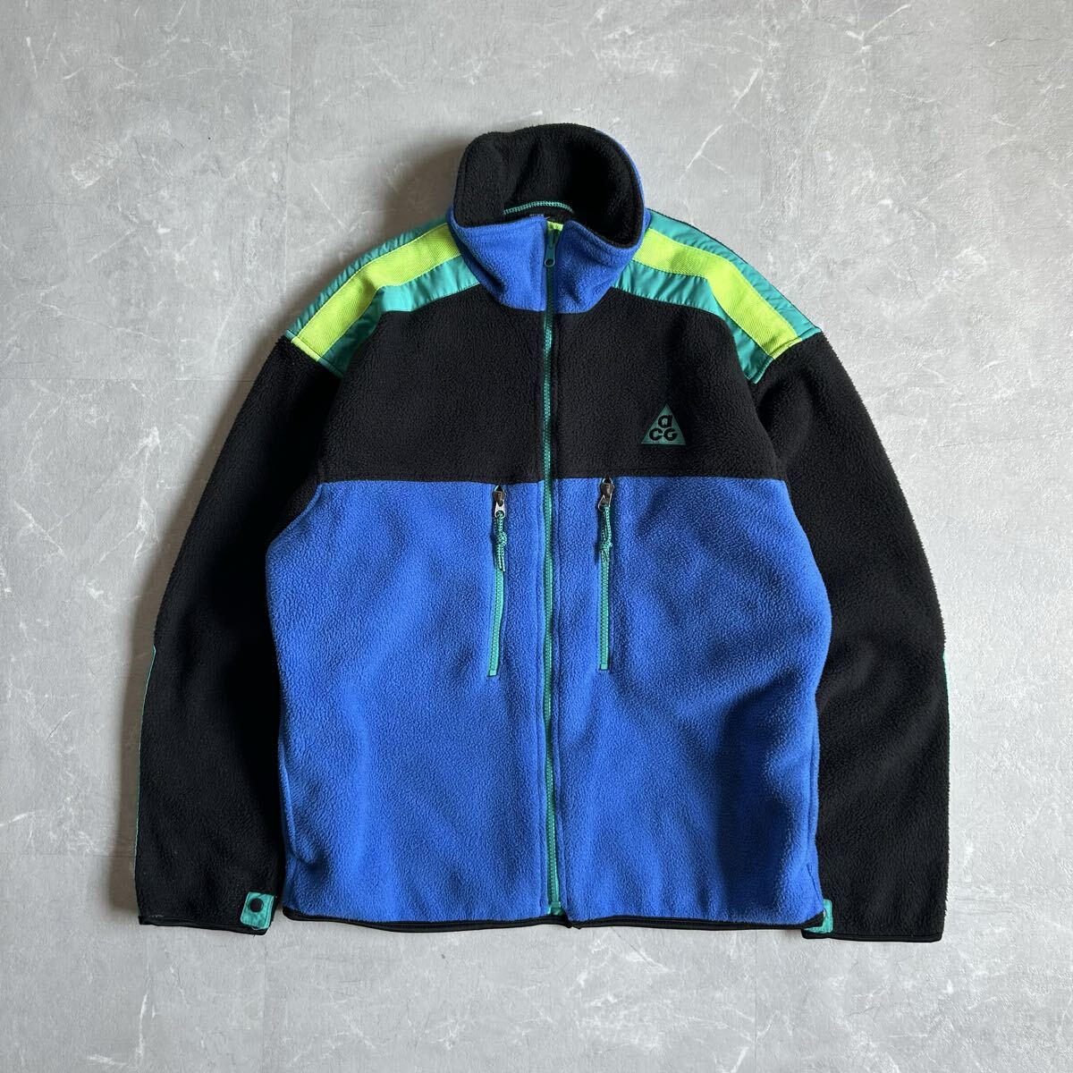 希少 80s 90s USA製 NIKE ACG フリースジャケット Makalu 短丈 アメリカ製 ナイキ メンズ M 古着 Vintage ボア スナップt ナイロン切替 y2k拍卖