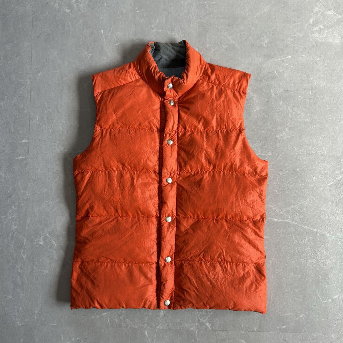 80s~90s GERRY ダウンベスト USA製 リバーシブル 古着 短丈 S アメリカ製 2way ビンテージ vintage メンズ オレンジ 米国製 アウトドア拍卖