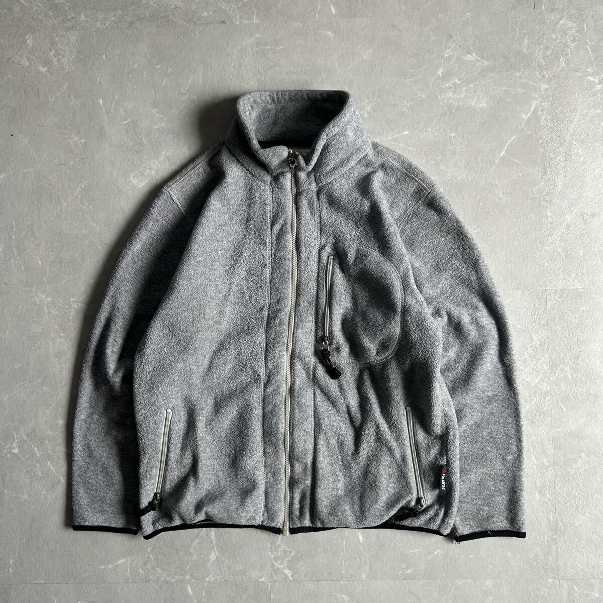 90s camp7 フリースジャケット グレー 古着 POLARTEC 短丈 M ジップアップ ボア ポーラテック シンチラ 型 cityboy アウトドア 80s 拍卖
