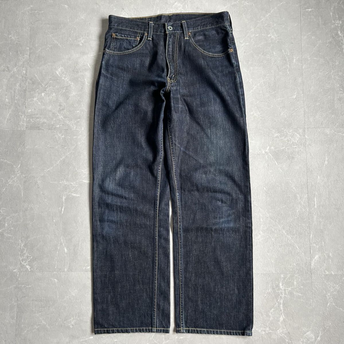 90s Levi's 503 リジットデニム バギー w32 古着 濃紺 ワイド ストレート リーバイス 501 505 セルビッチ アメカジ usa アメリカ ジーンズ拍卖