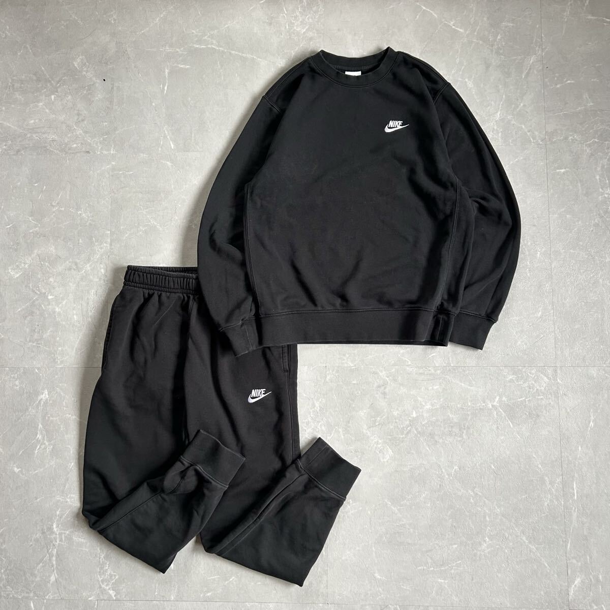 NIKE フレンチテリー スウェット セットアップ 上下 パンツ ブラック S ナイキ 上下セット 刺繍 ロゴ トレーナー スウェットパンツ メンズ拍卖