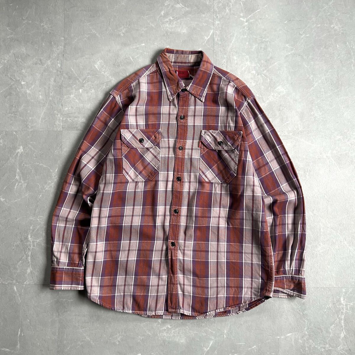 90s 00s Levi's Red Tab ヘビー ネルシャツ メンズM ヘビネル アラスカ USA古着 vintage アメカジ コットン チェック 長袖 リーバイス 短丈拍卖
