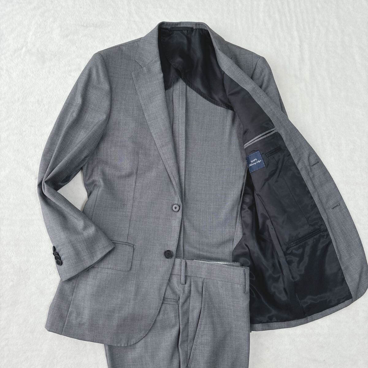 【美品】シップス ロロピアーナ スーツ セットアップ ビジネスマン グレー SHIPS Lolo Piana 紳士服 テーラードジャケット拍卖