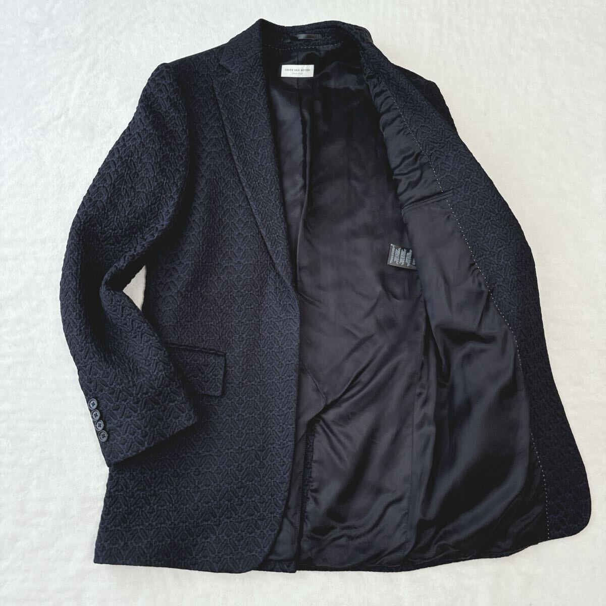 【未使用近い】ドリスヴァンノッテン テーラードジャケット ジャガード ブラック DRIES VAN NOTEN 紳士服 最拍卖