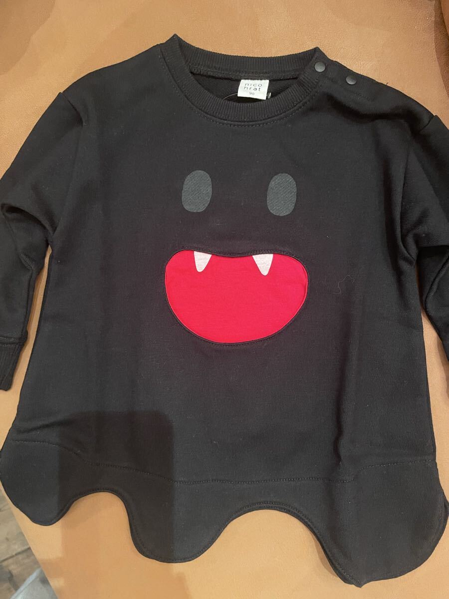 新作☆ニコフラートおばけトレーナー250370裏毛 ブラック 100㎝拍卖