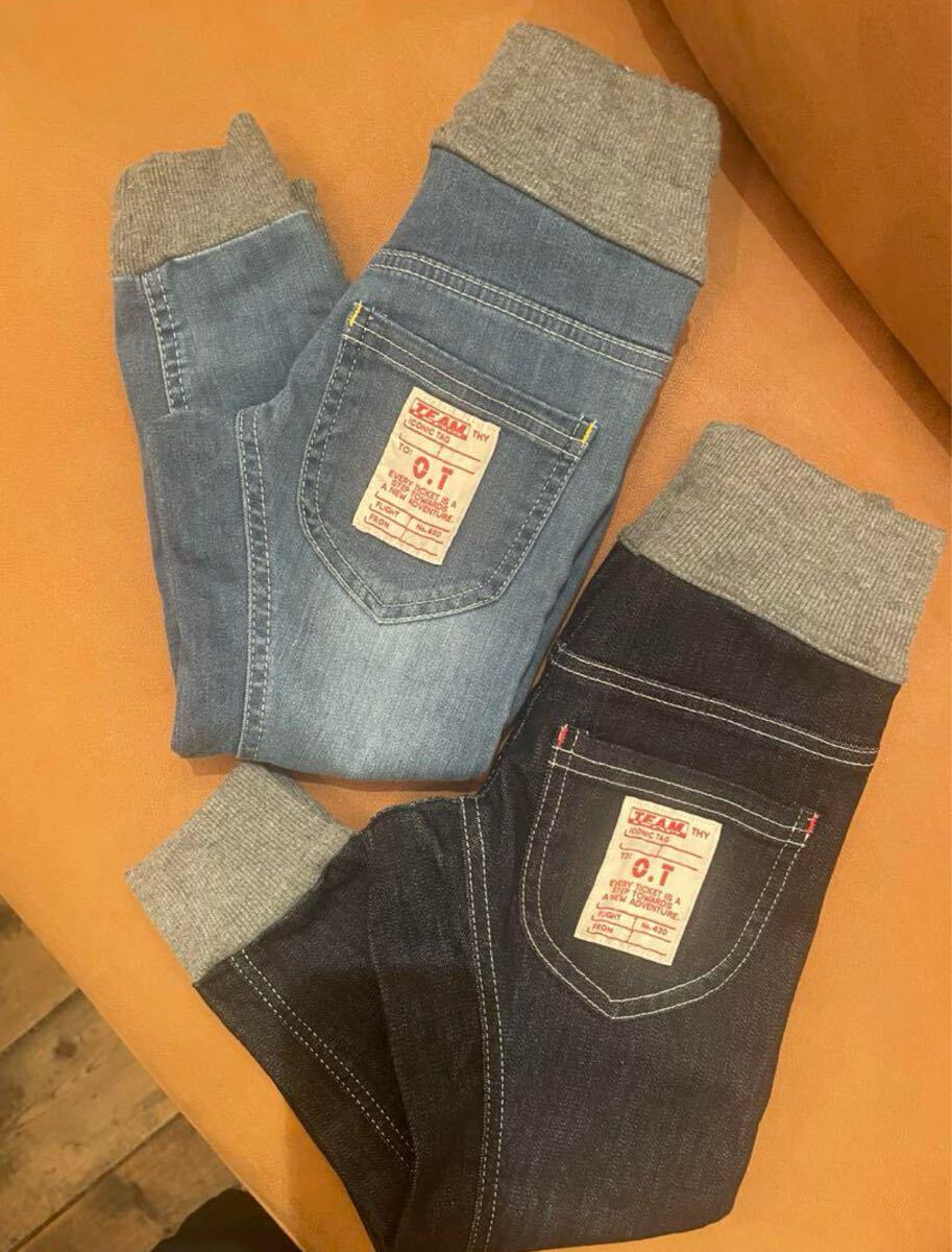 新作☆オフィシャルチームカットデニムジョガーパンツ1225127ブルー 150㎝拍卖